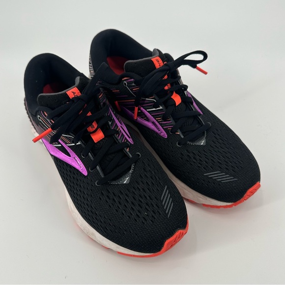 BROOKS Adrenaline GTS 19 Women's Black Purple Running Shoes size 10 - Picture 2 of 11
